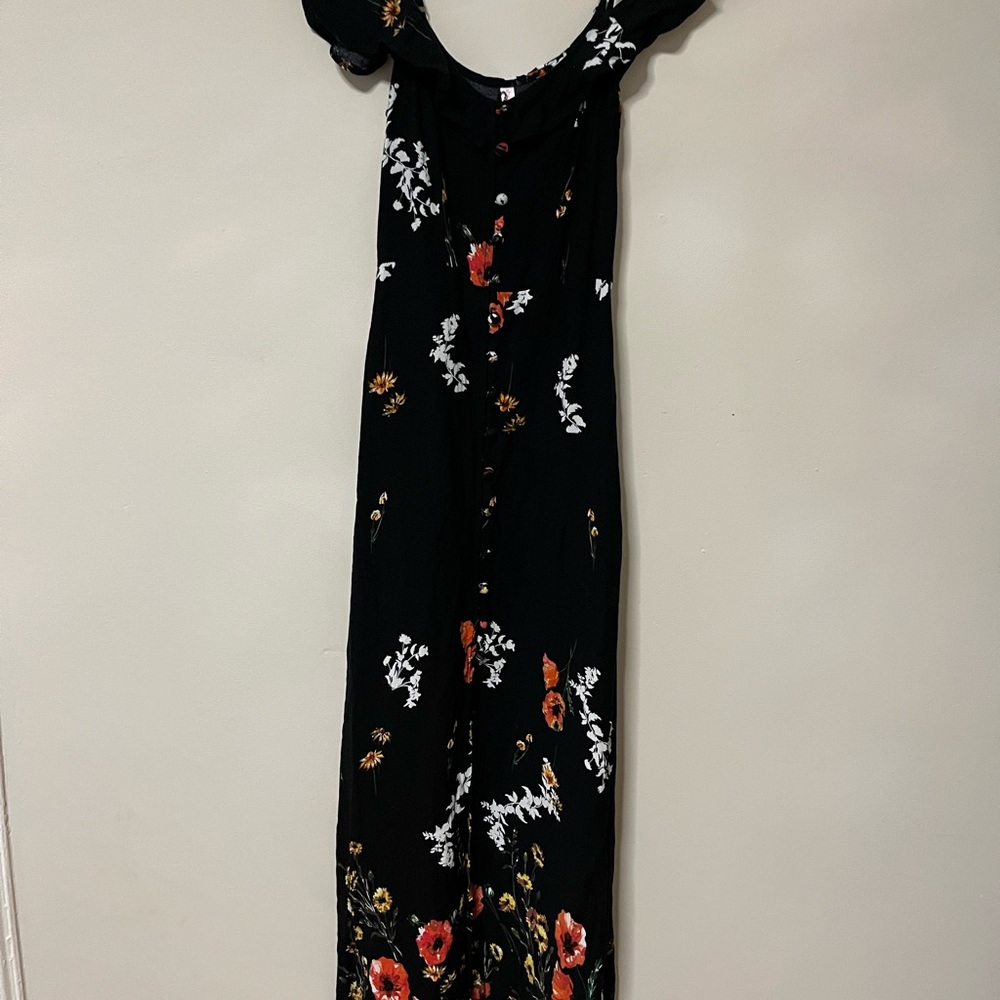 Xhilaration Black Maxi Dress with Floral Print